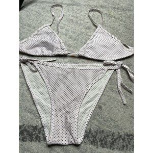 Chuns Fashion Two Piece Set Classic String Bikini LIGHT Pink Polka Dot NWOT